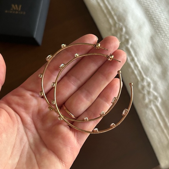 Large Rose Gold & Opal Hoop Earrings - Picture 4 of 6